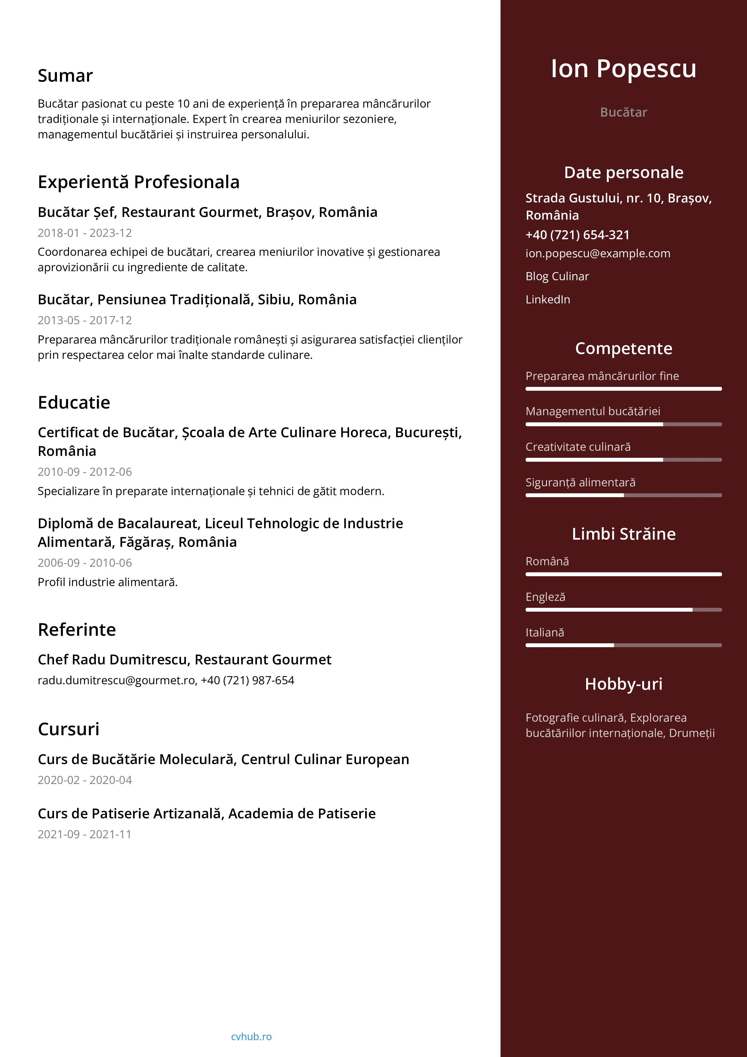 CV maker creativ: format de curriculum vitae axat pe evidențierea competențelor și realizărilor