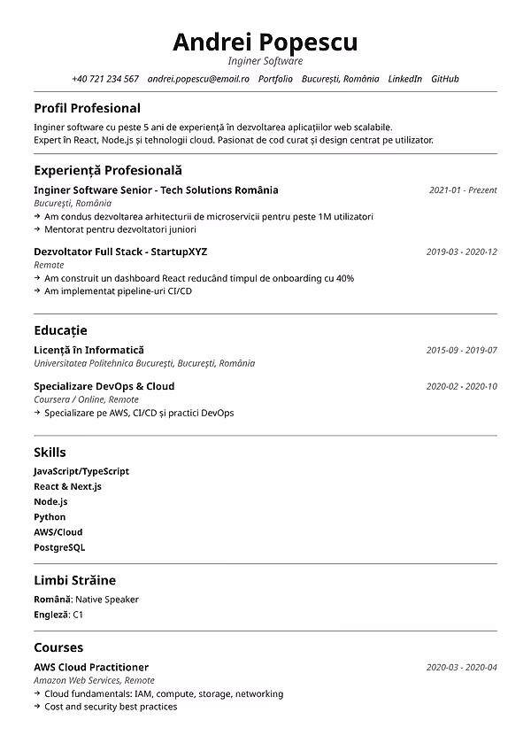 Previzualizare CV pentru contabil